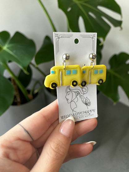 Hypoallergenic Clay School Bus Dangle/Stud Earrings