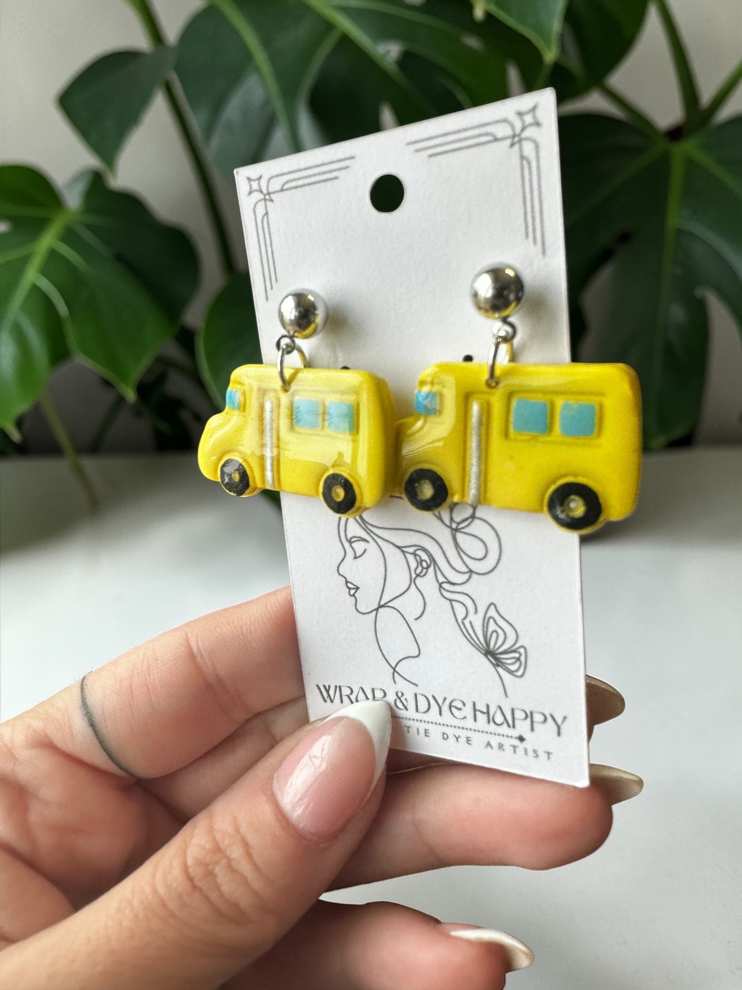 Hypoallergenic Clay School Bus Dangle/Stud Earrings