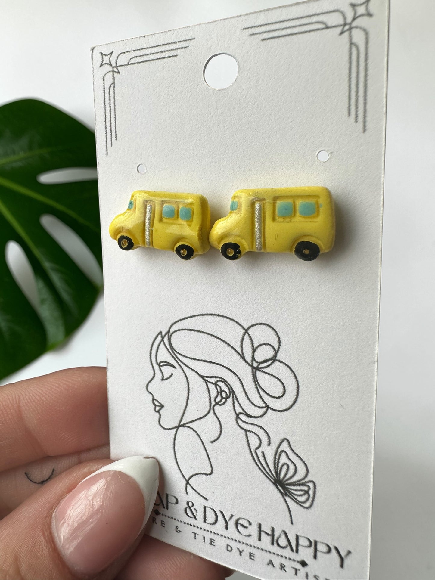 Hypoallergenic Clay School Bus Dangle/Stud Earrings