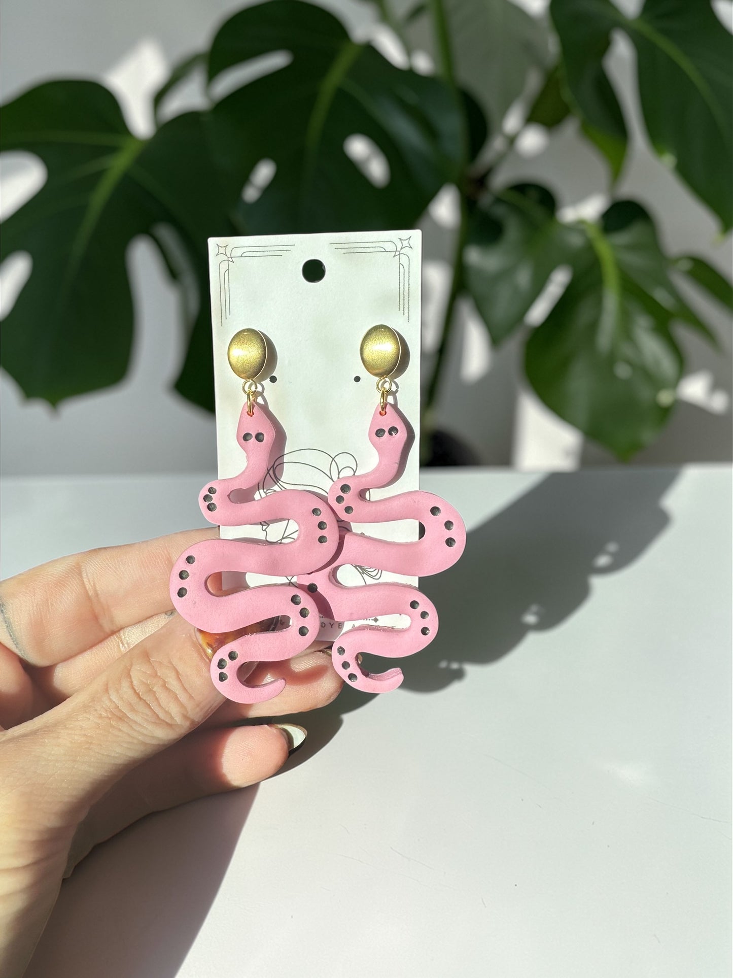 Hypoallergenic Snake Dangle Clay Earrings