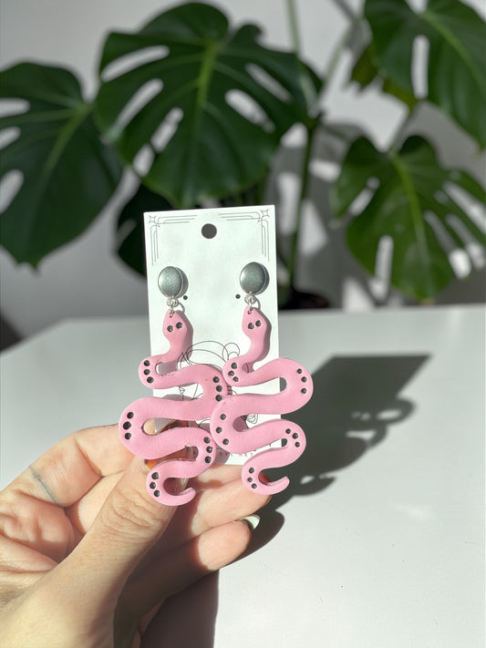 Hypoallergenic Snake Dangle Clay Earrings