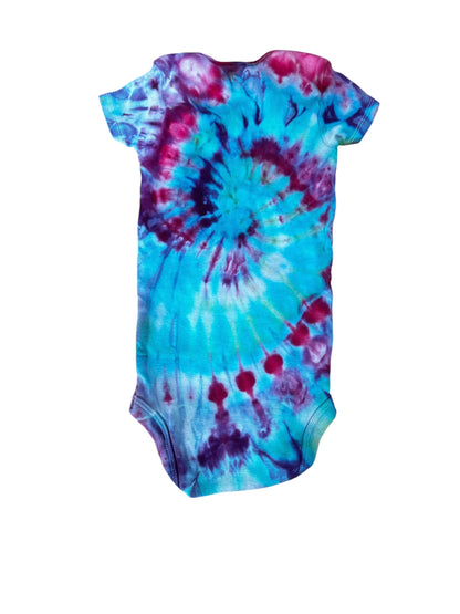 Infant 18 Months Pink Blue Purple and Green Spiral Ice Dye Tie Dye Onesie