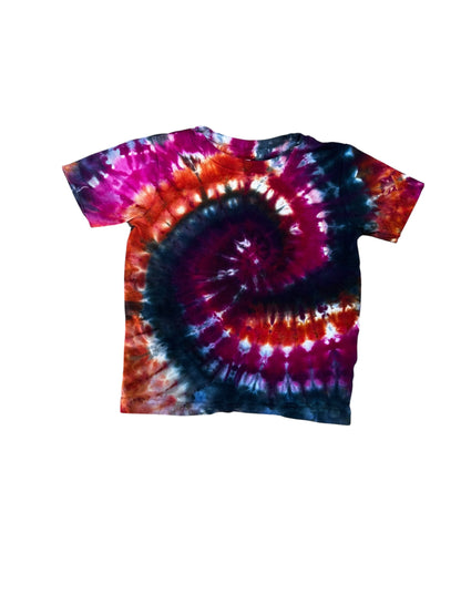 Toddler 2T Orange Black and Fuschia Spiral Ice Dye Tie Dye Shirt
