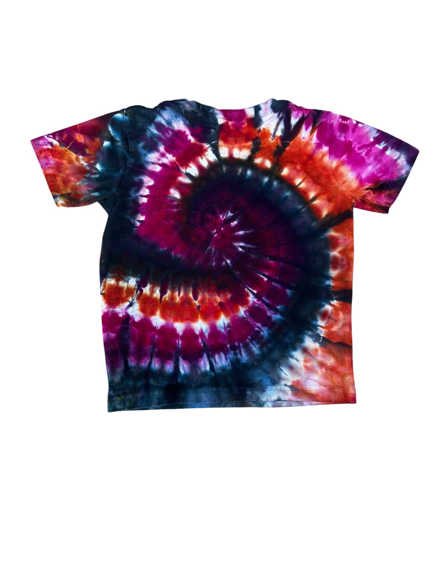Toddler 2T Orange Black and Fuschia Spiral Ice Dye Tie Dye Shirt