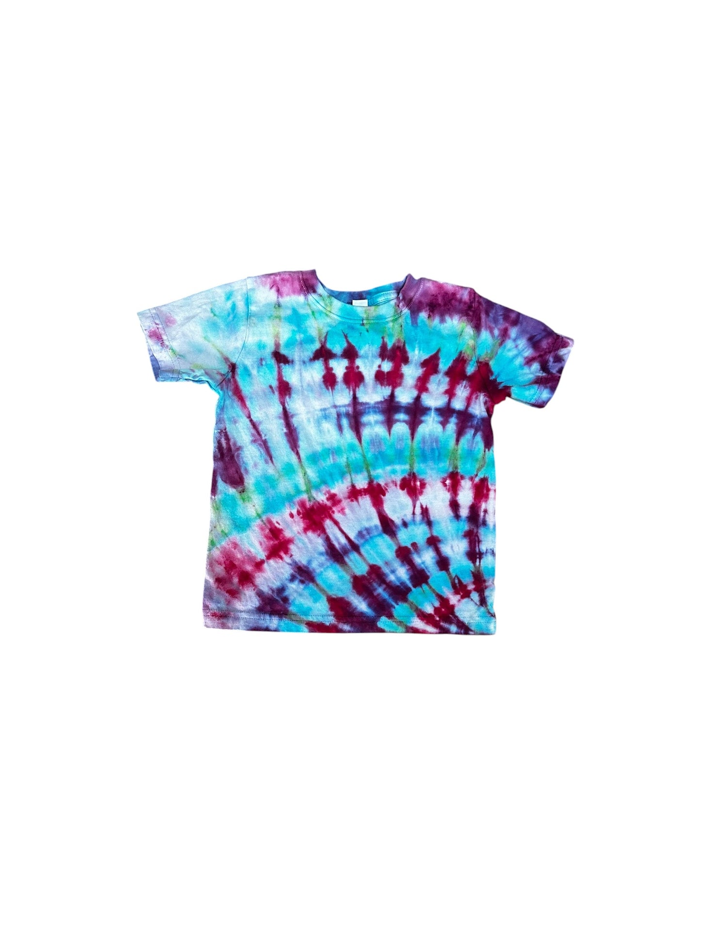 Toddler 3T Blue Purple and Fuschia Spiral Ice Dye Tie Dye Shirt