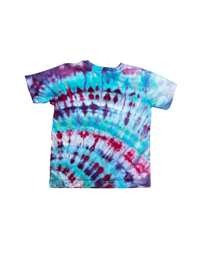 Toddler 3T Blue Purple and Fuschia Spiral Ice Dye Tie Dye Shirt