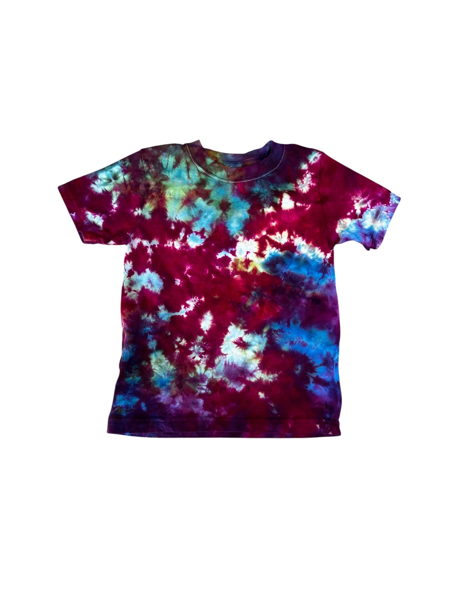 Toddler 3T Blue Purple Green and Fuchsia Scrunch Ice Dye Tie Dye Shirt