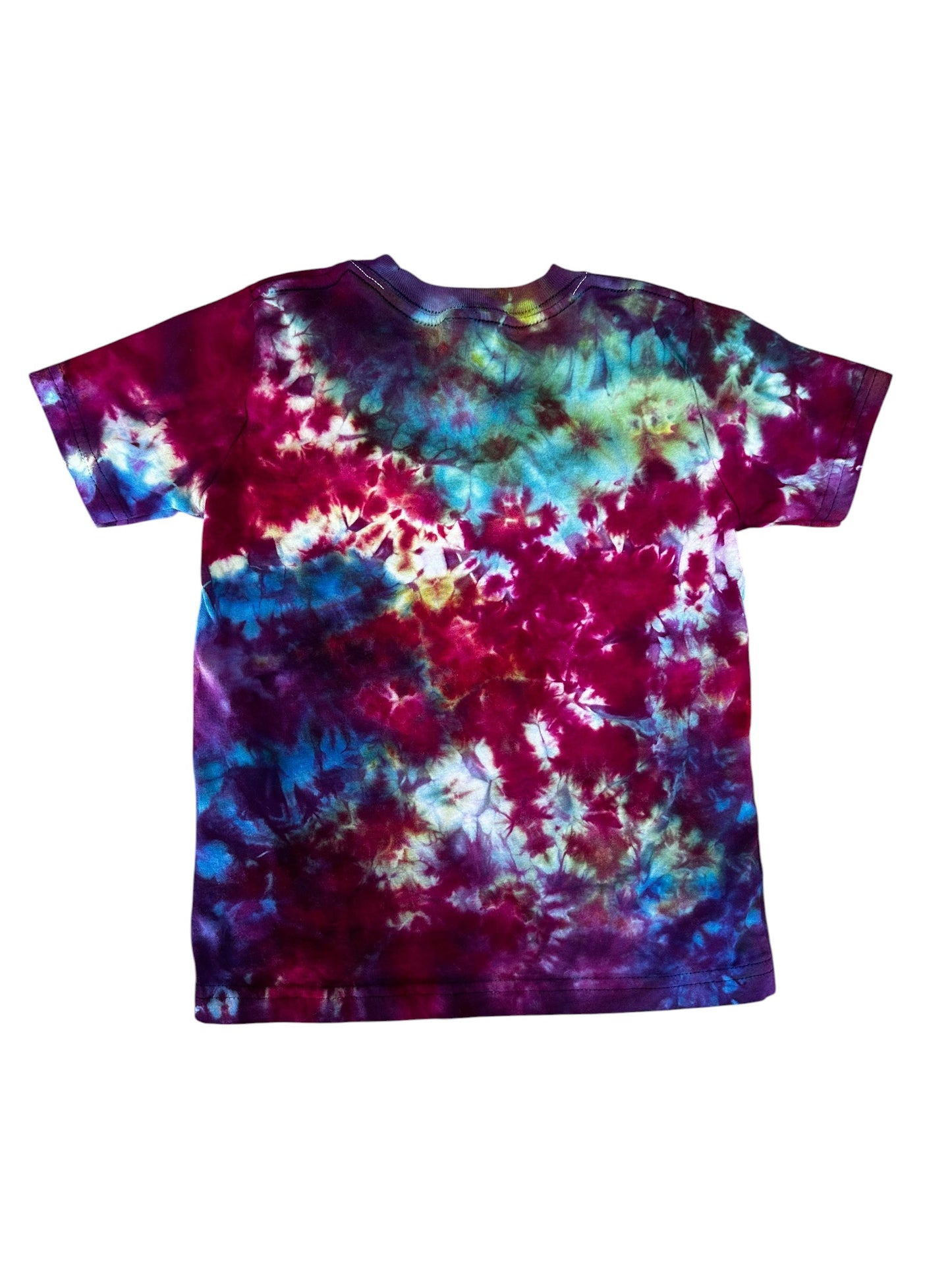 Toddler 3T Blue Purple Green and Fuchsia Scrunch Ice Dye Tie Dye Shirt