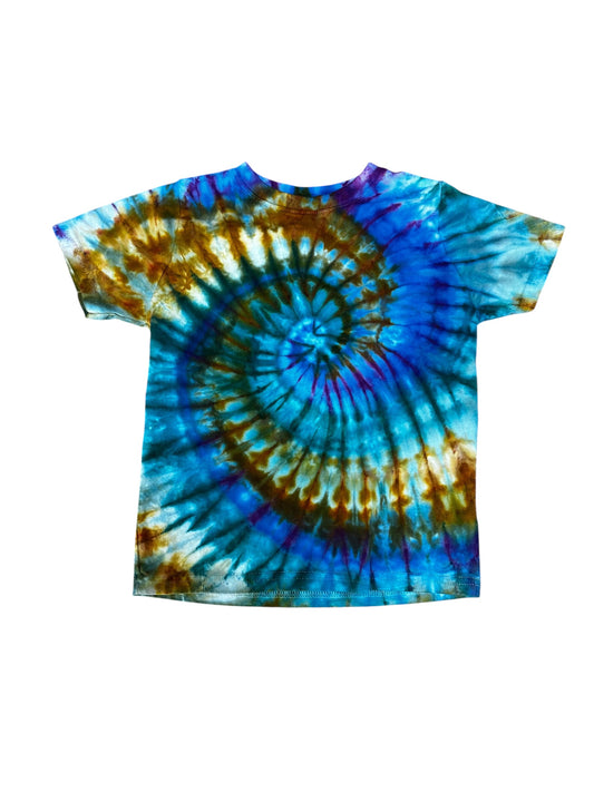 Toddler 5T Blue Green and Gold Spiral Ice Dye Tie Dye Shirt