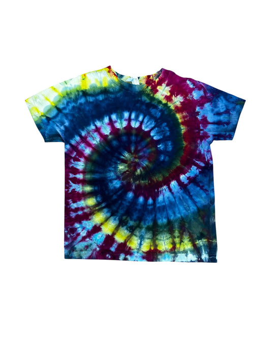 Toddler 5T Blue Green Yellow and Purple Spiral Ice Dye Tie Dye Shirt