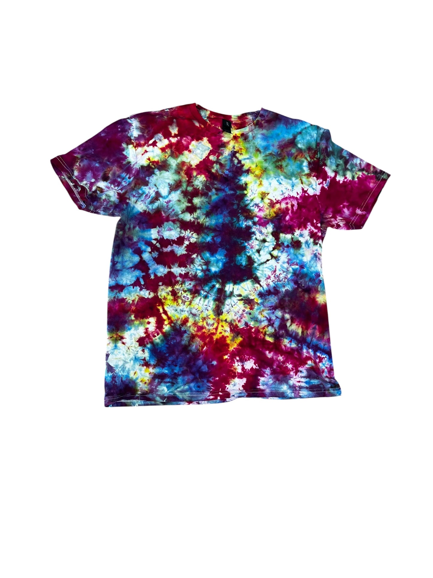 Adult Large Yellow Blue Green And Purple Scrunch Ice Dye Tie Dye Shirt