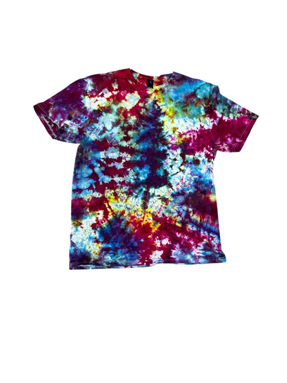 Adult Large Yellow Blue Green And Purple Scrunch Ice Dye Tie Dye Shirt