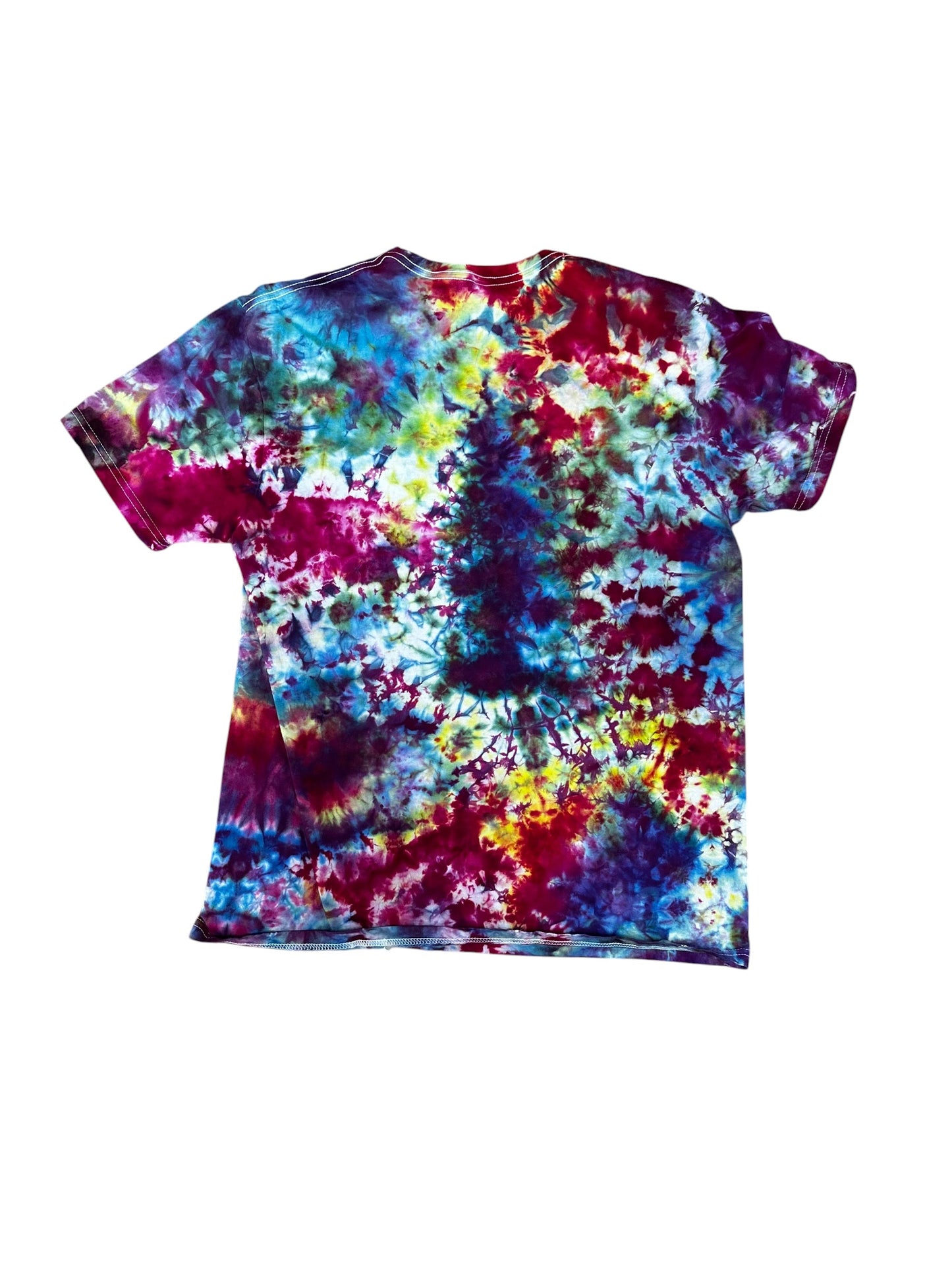 Adult Large Yellow Blue Green And Purple Scrunch Ice Dye Tie Dye Shirt