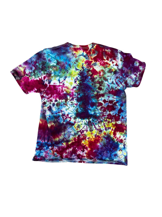 Adult Large Yellow Blue Green And Purple Scrunch Ice Dye Tie Dye Shirt