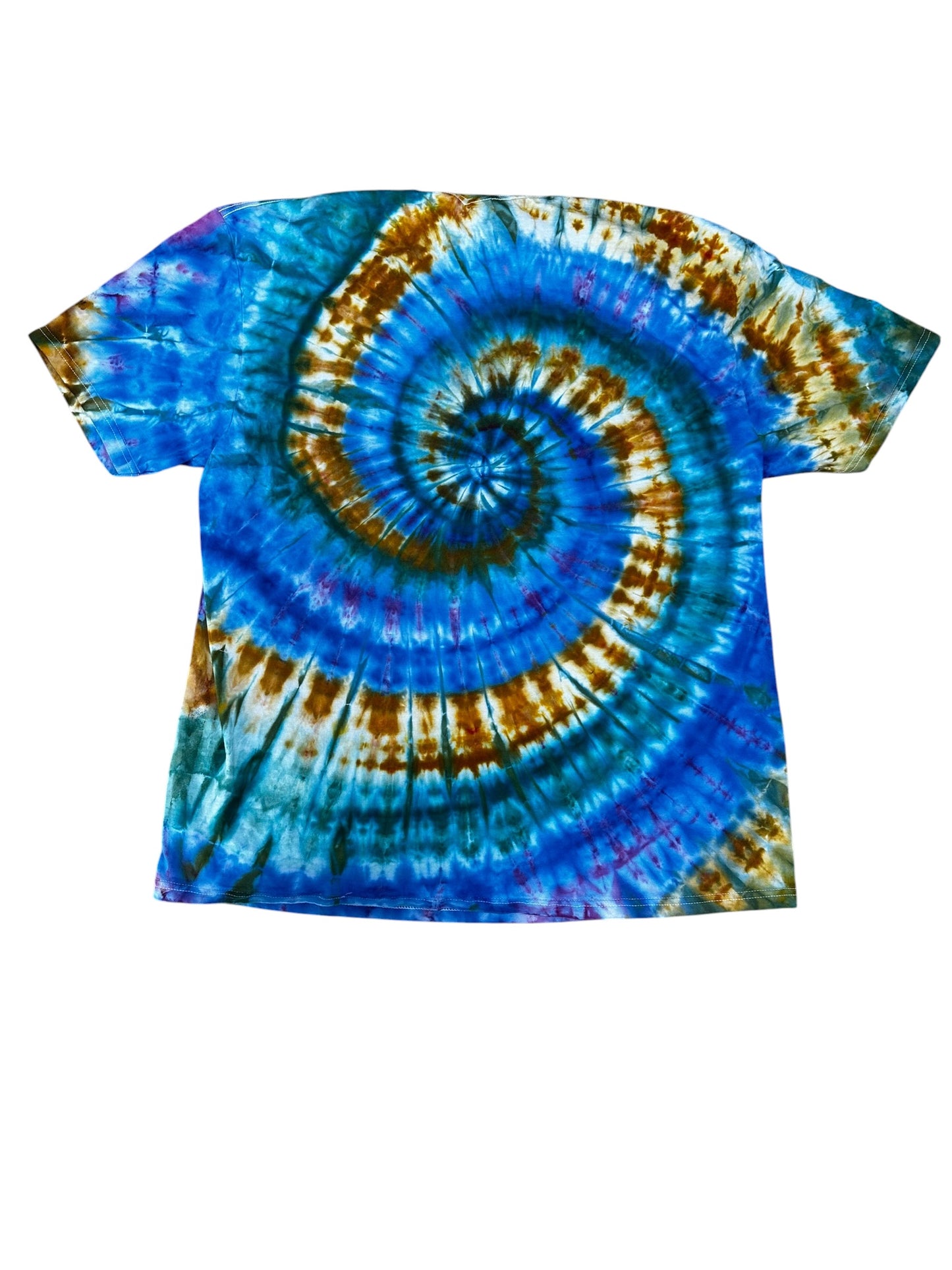 Adult 2XL Green Gold and Blue Spiral Ice Dye Tie Dye Shirt