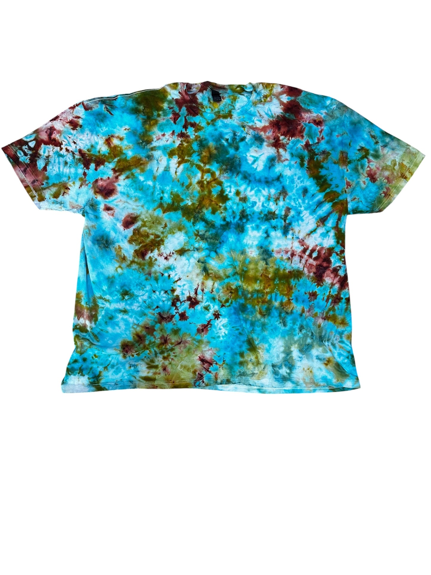 Adult 4XL Green Red and Blue Scrunch Ice Dye Tie Dye Shirt