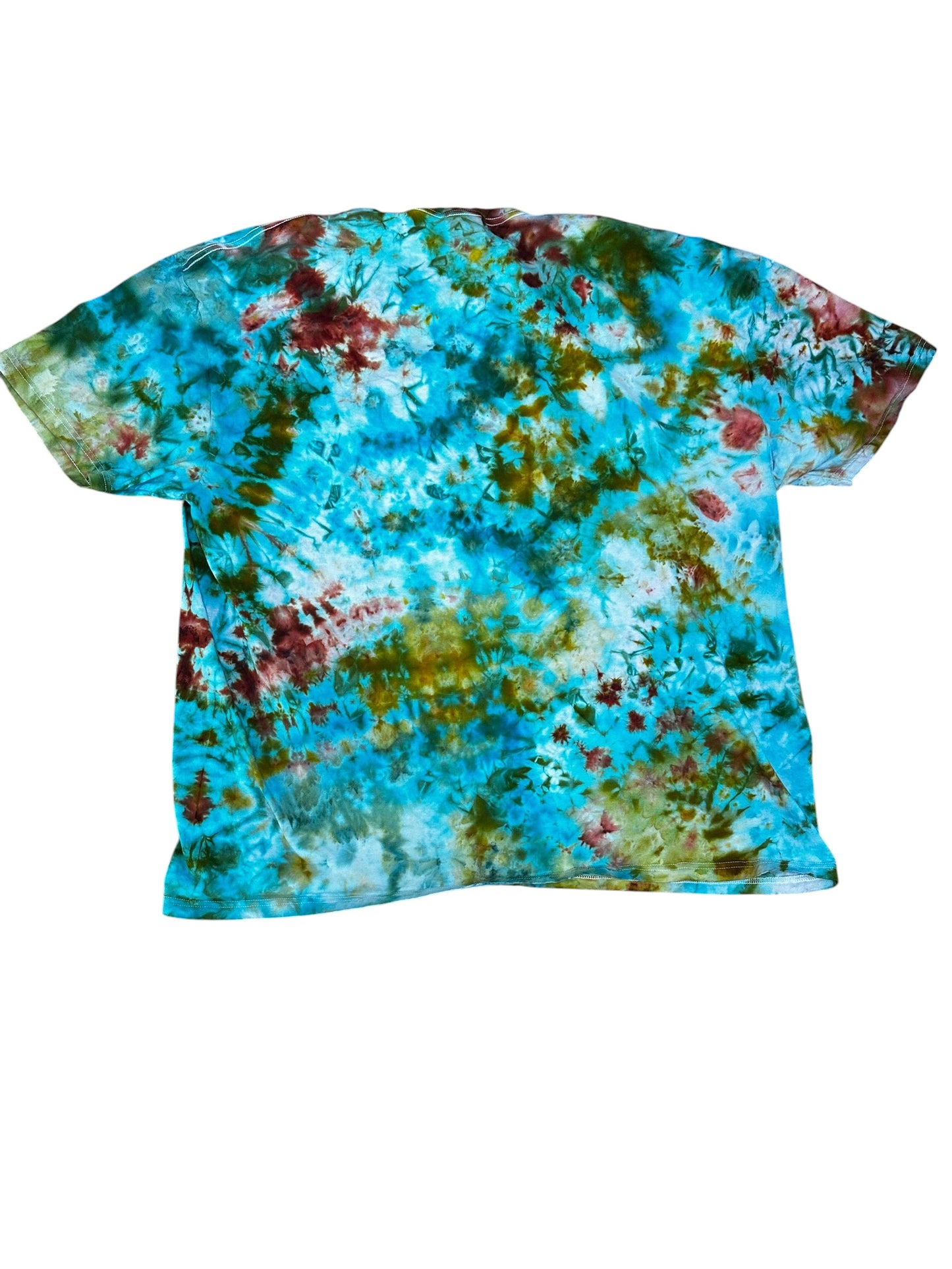 Adult 4XL Green Red and Blue Scrunch Ice Dye Tie Dye Shirt