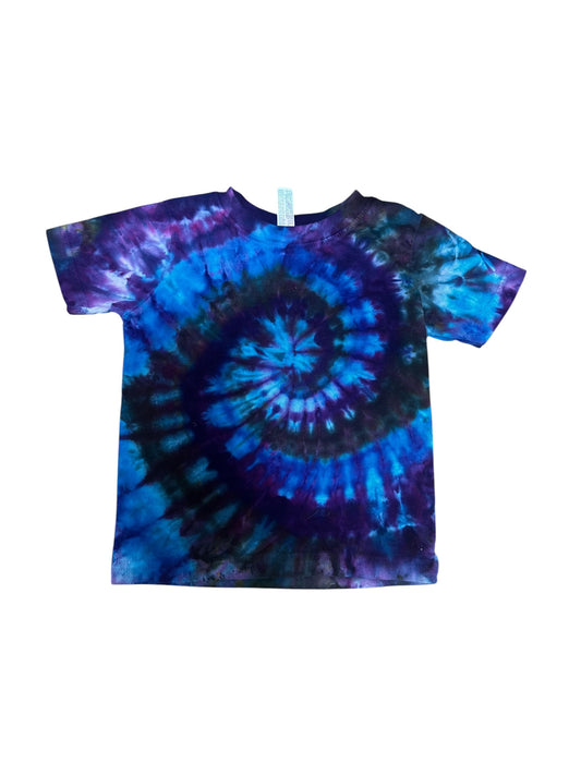 Toddler 2T Blue Black and Purple Spiral Ice Dye Tie Dye Shirt