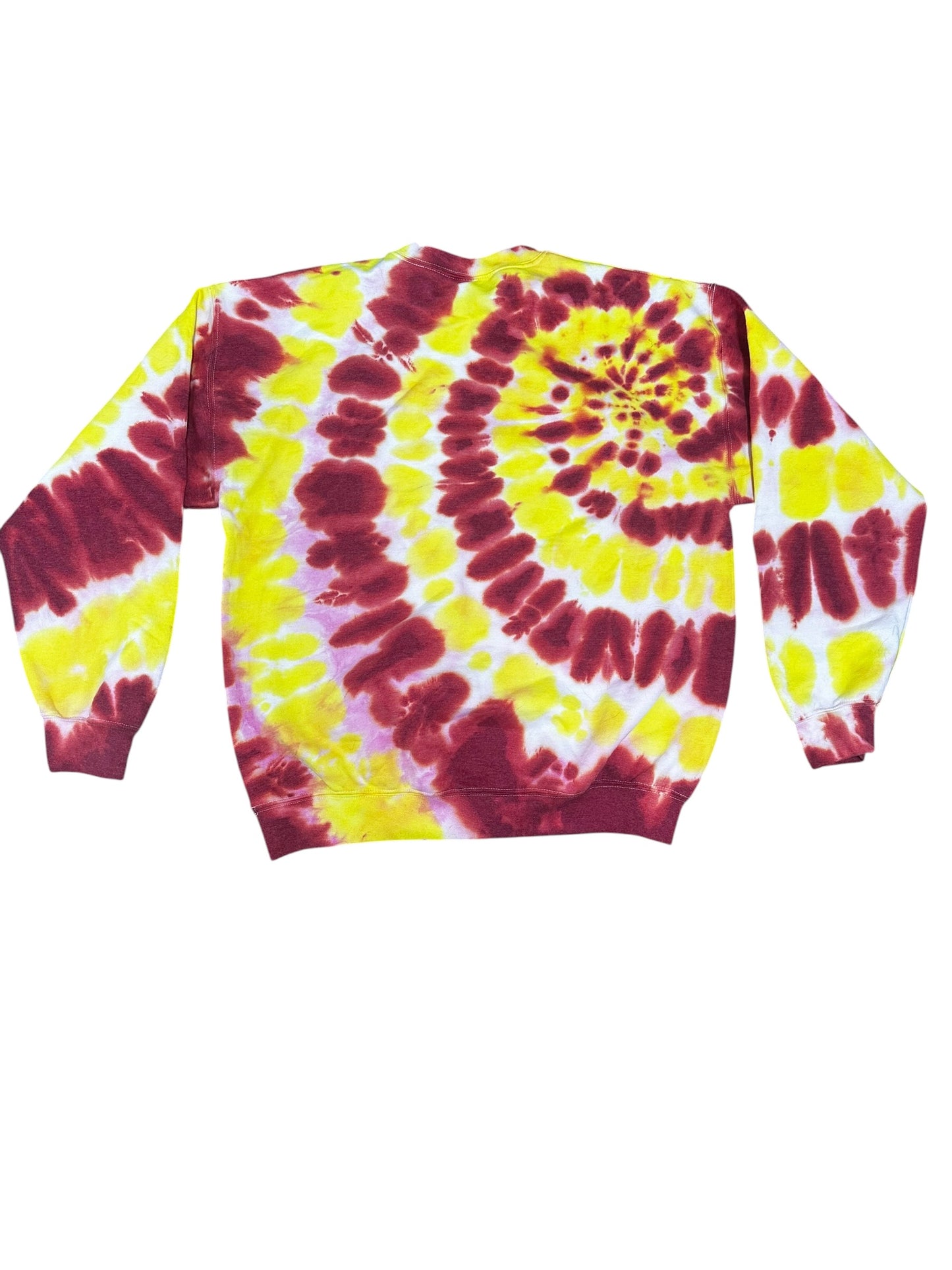 Adult Large Chiefs Red and Yellow Tie Dye Crewneck Sweater