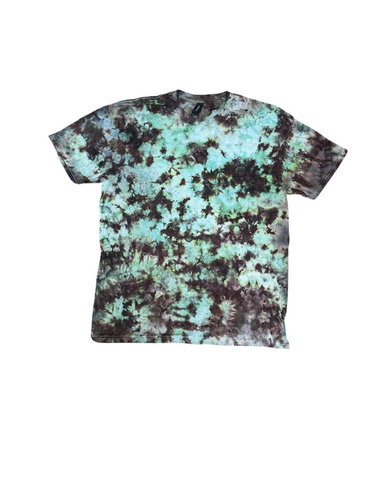 Adult Large Green And Brown Scrunch Ice Dye Tie Dye Shirt