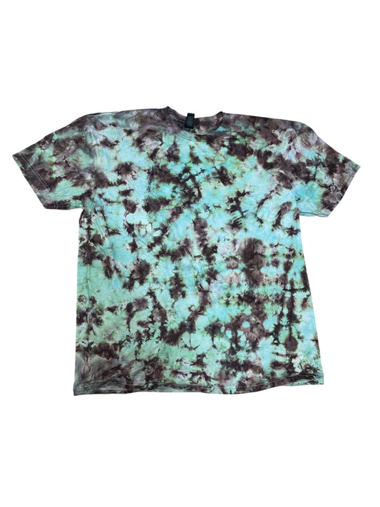 Adult XL Green And Brown Scrunch Ice Dye Tie Dye Shirt