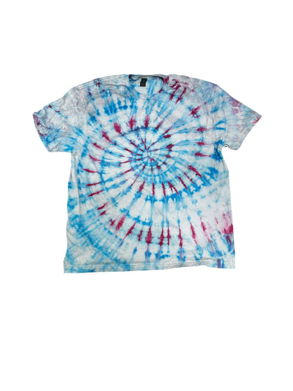 Adult XL Blue And Pink Spiral Ice Dye Tie Dye Shirt