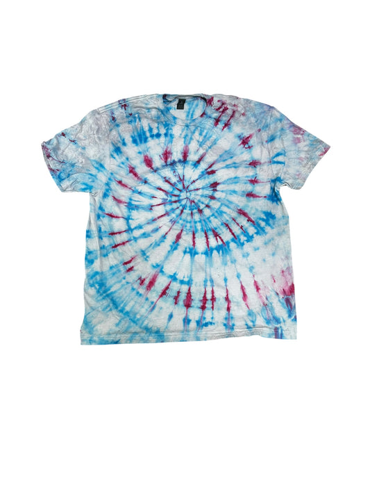 Adult XL Blue And Pink Spiral Ice Dye Tie Dye Shirt