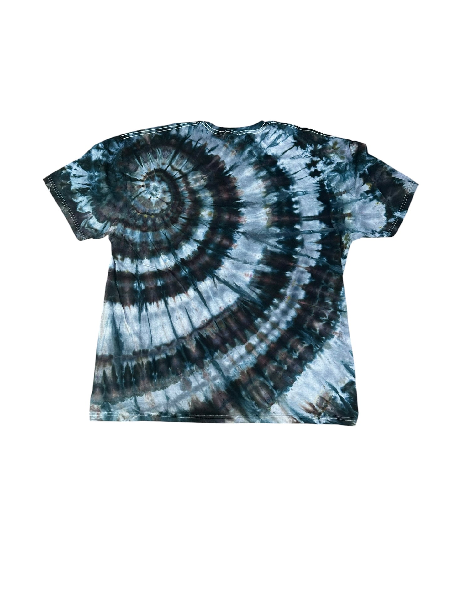 Adult 2XL Black and Gray Spiral Ice Dye Tie Dye Shirt