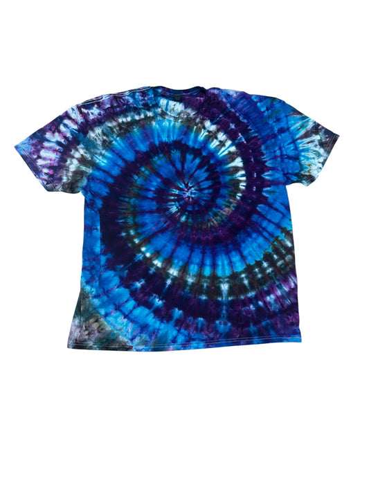 Adult 2XL Blue and Purple Spiral Ice Dye Tie Dye Shirt
