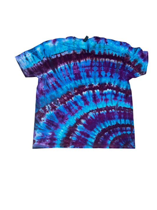 Adult 2XL Blue and Purple Spiral Ice Dye Tie Dye Shirt