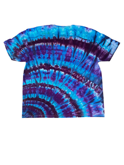 Adult 2XL Blue and Purple Spiral Ice Dye Tie Dye Shirt