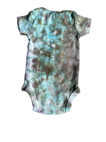 Infant 0-3 Months Blue and Brown Scrunch Ice Dye Tie Dye Onesie