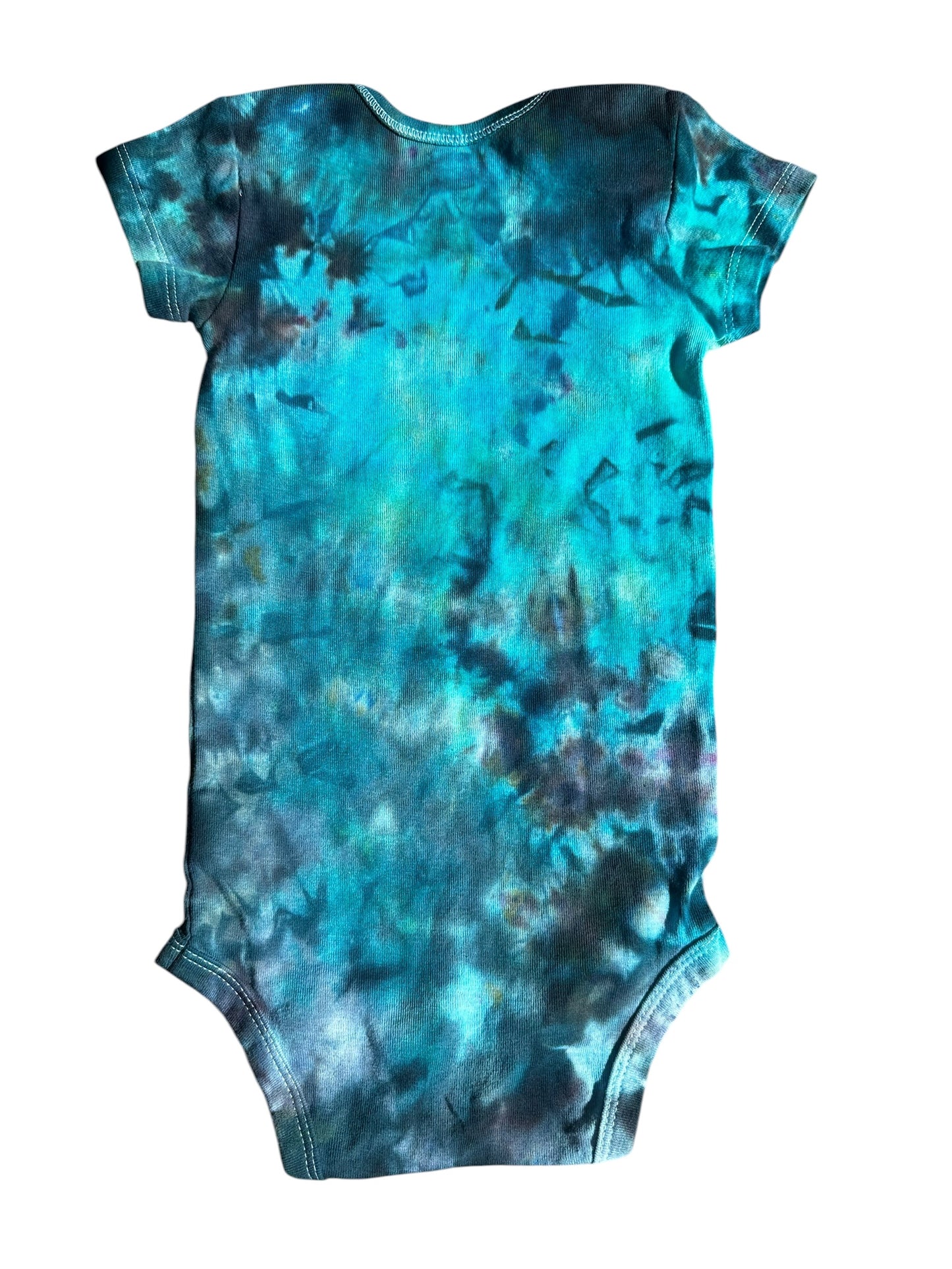 Infant 24 Months Green and Blue Scrunch Ice Dye Tie Dye Onesie