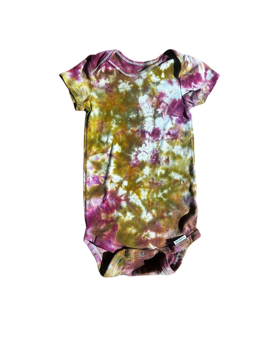 Infant 24 Months Green and Purple Scrunch Ice Dye Tie Dye Onesie