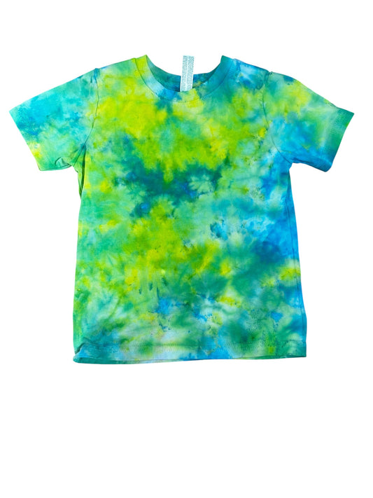 Toddler 3T Green and Blue Scrunch Ice Dye Tie Dye Shirt