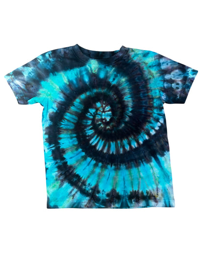 Toddler 4T Blue and Black Spiral Ice Dye Tie Dye Shirt
