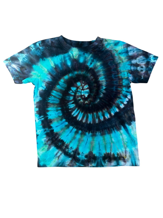 Toddler 4T Blue and Black Spiral Ice Dye Tie Dye Shirt
