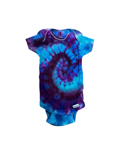Infant 0-3 Months Blue and Purple Spiral Ice Dye Tie Dye Onesie