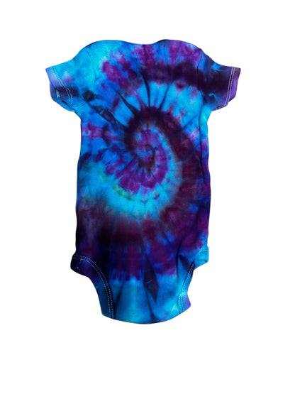 Infant 0-3 Months Blue and Purple Spiral Ice Dye Tie Dye Onesie