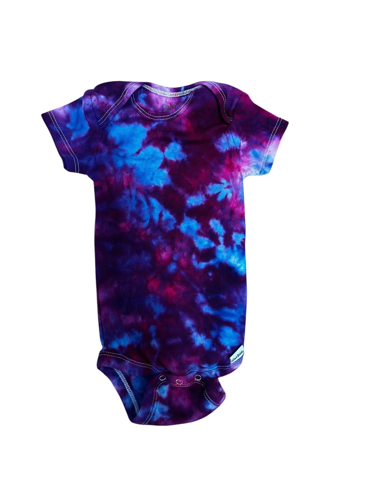 Infant 6-9 Months Blue and Purple Scrunch Ice Dye Tie Dye Onesie