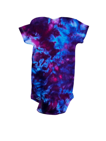 Infant 6-9 Months Blue and Purple Scrunch Ice Dye Tie Dye Onesie