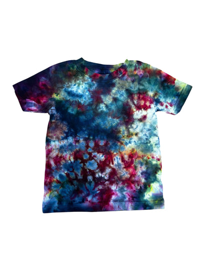 Toddler 2T Purple Blue Green and Yellow Scrunch Ice Dye Tie Dye Shirt