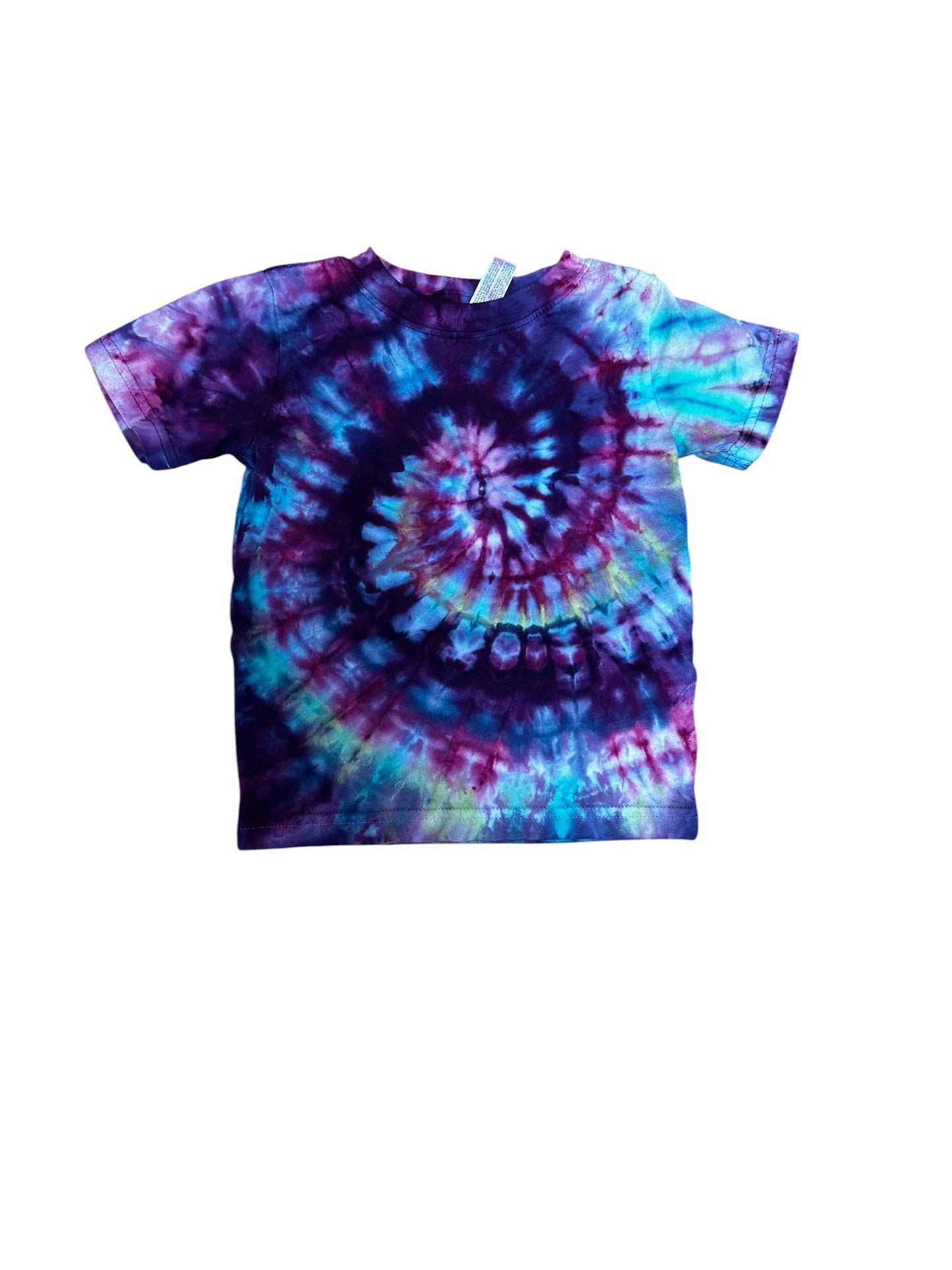 Toddler 2T Purple Blue Green and Yellow Spiral Ice Dye Tie Dye Shirt