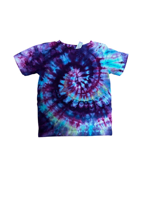 Toddler 2T Purple Blue Green and Yellow Spiral Ice Dye Tie Dye Shirt