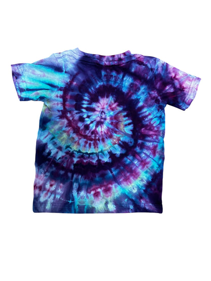Toddler 2T Purple Blue Green and Yellow Spiral Ice Dye Tie Dye Shirt