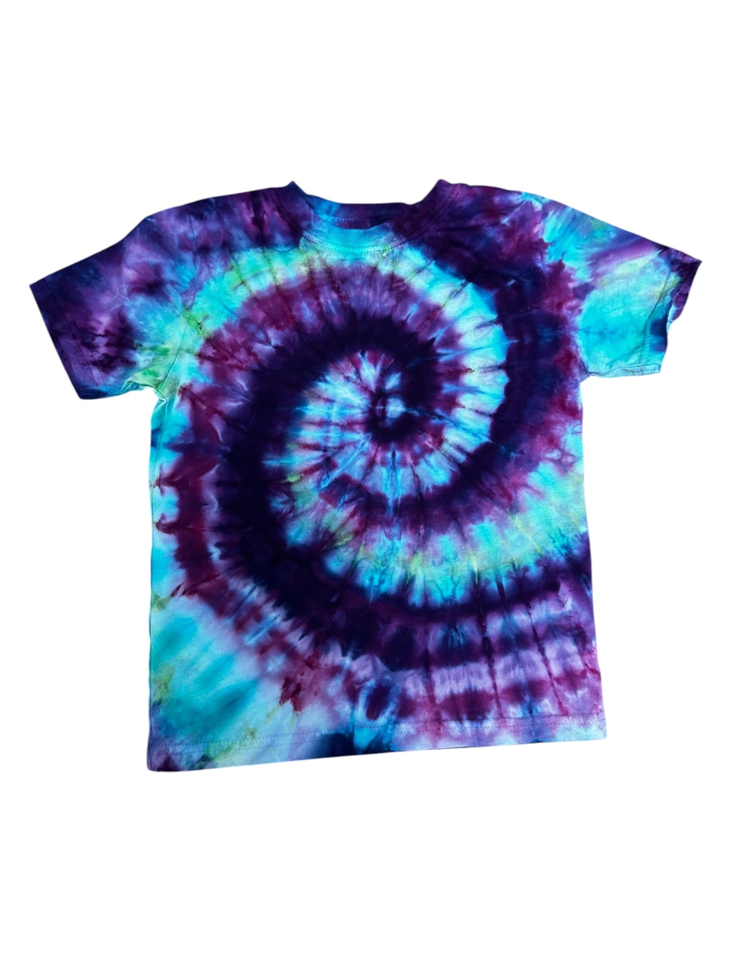Toddler 4T Blue Green and Purple Spiral Ice Dye Tie Dye Shirt