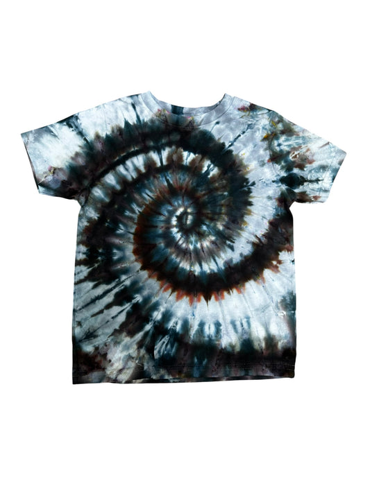 Toddler 5T Black and Gray Spiral Ice Dye Tie Dye Shirt