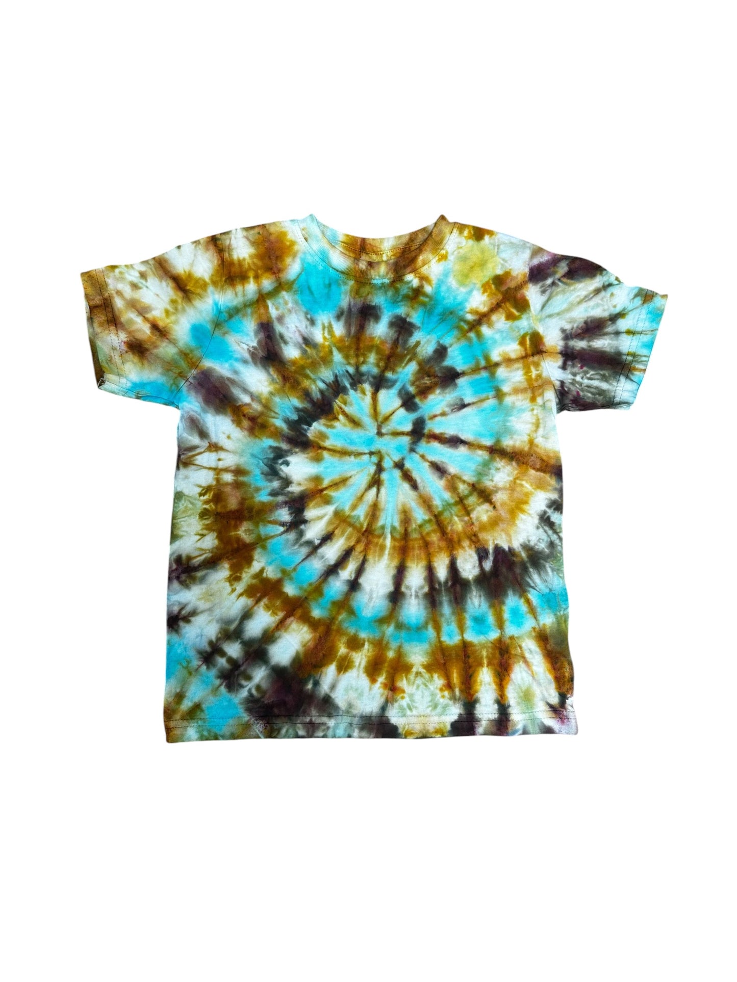 Toddler 5T Black Brown and Blue Spiral Ice Dye Tie Dye Shirt