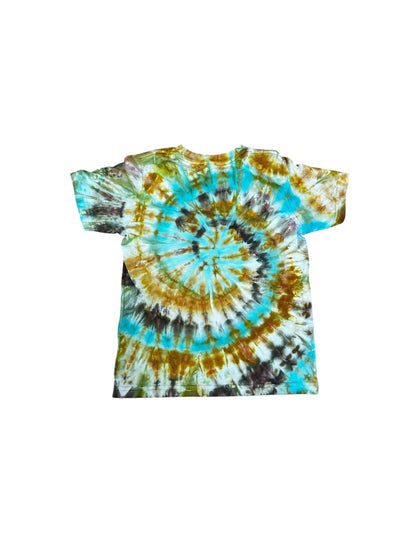 Toddler 5T Black Brown and Blue Spiral Ice Dye Tie Dye Shirt