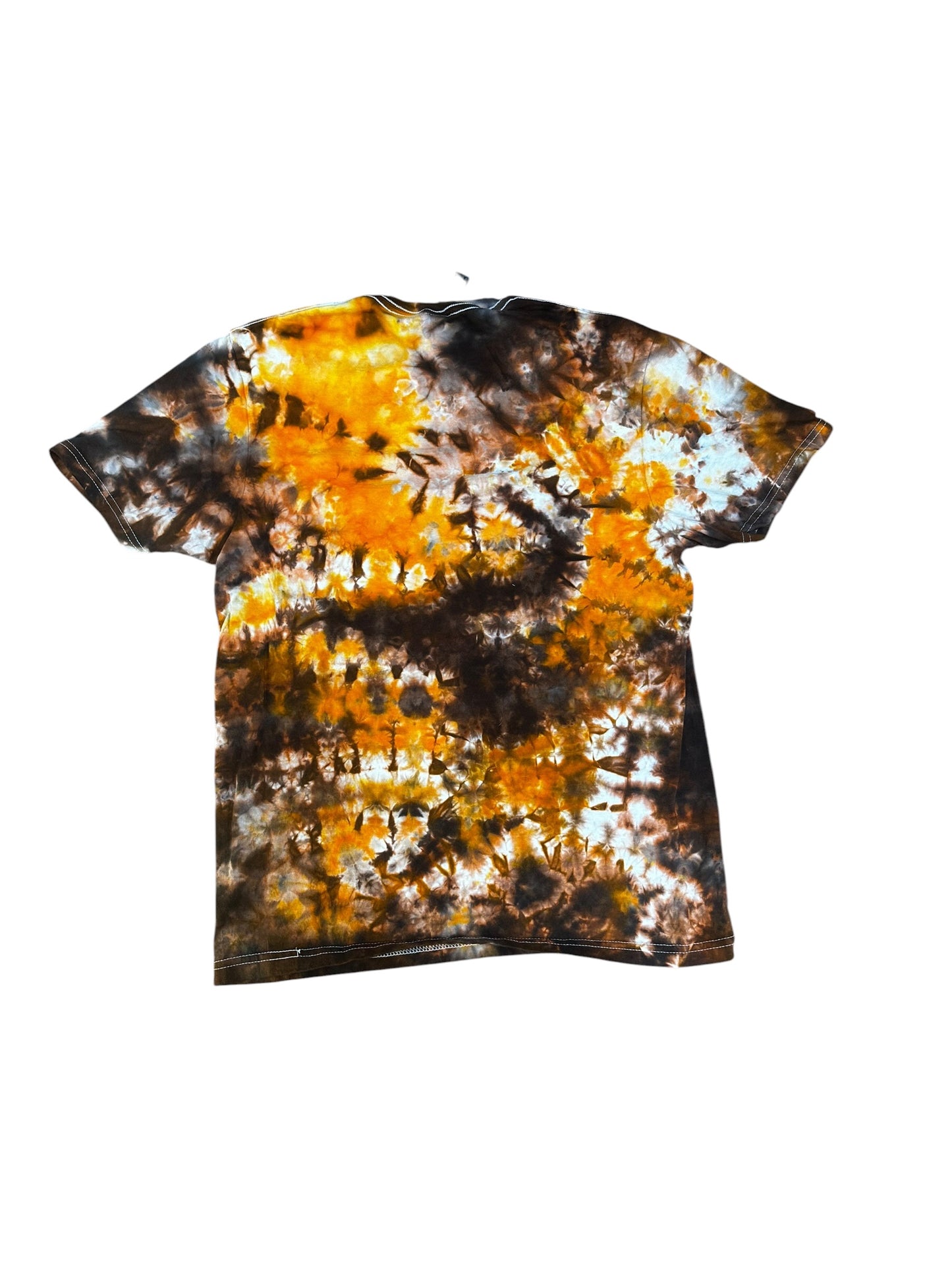 Adult Medium Brown and Orange Scrunch Ice Dye Tie Dye Shirt